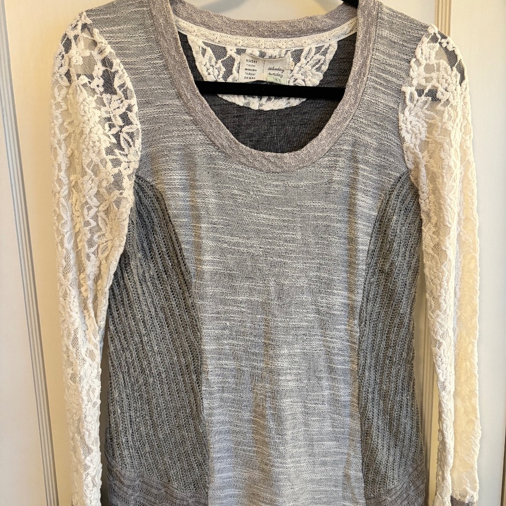 Saturday/Sunday Anthropologie Mixed Media Tunic Top
